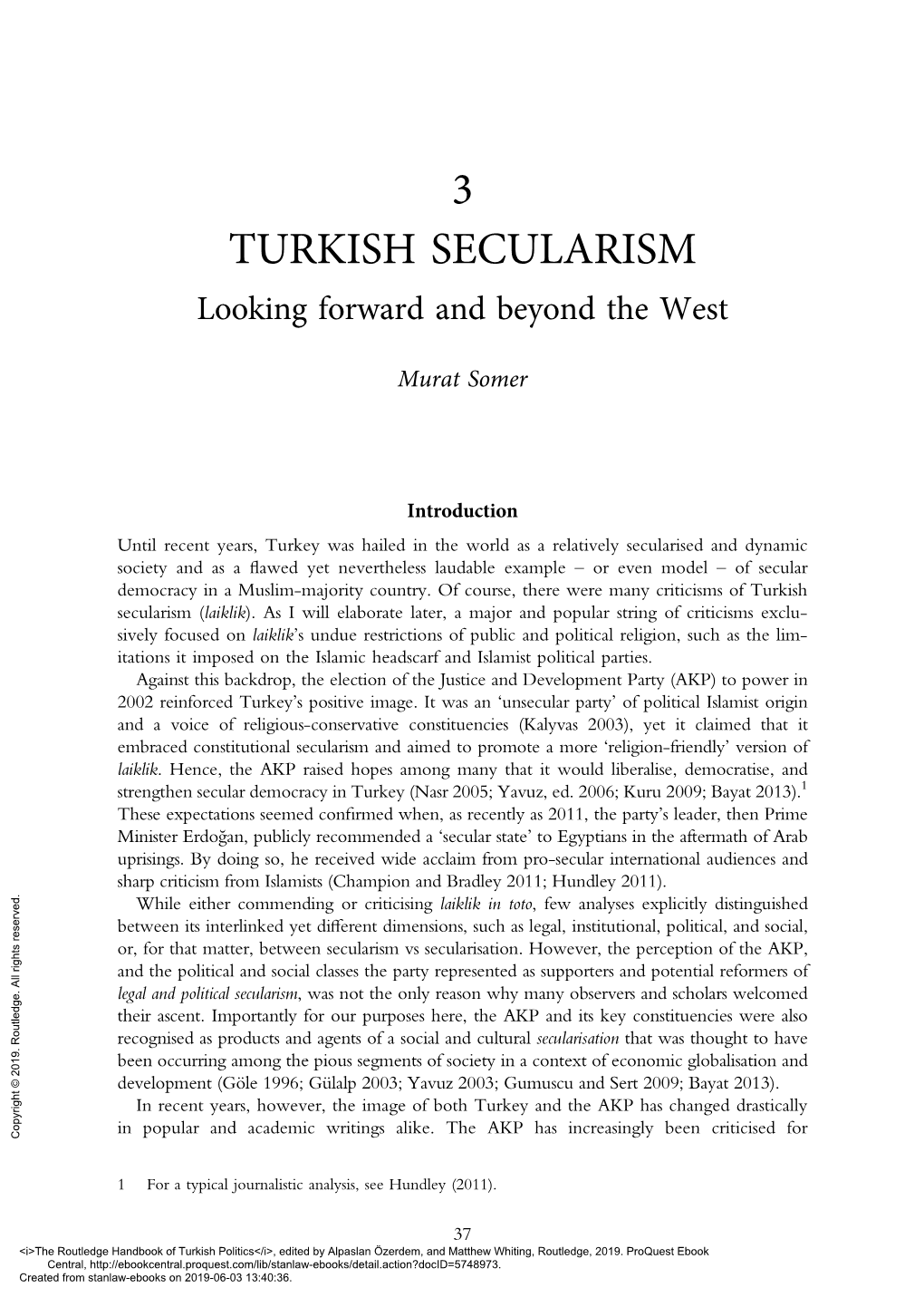 3 TURKISH SECULARISM Looking Forward and Beyond the West