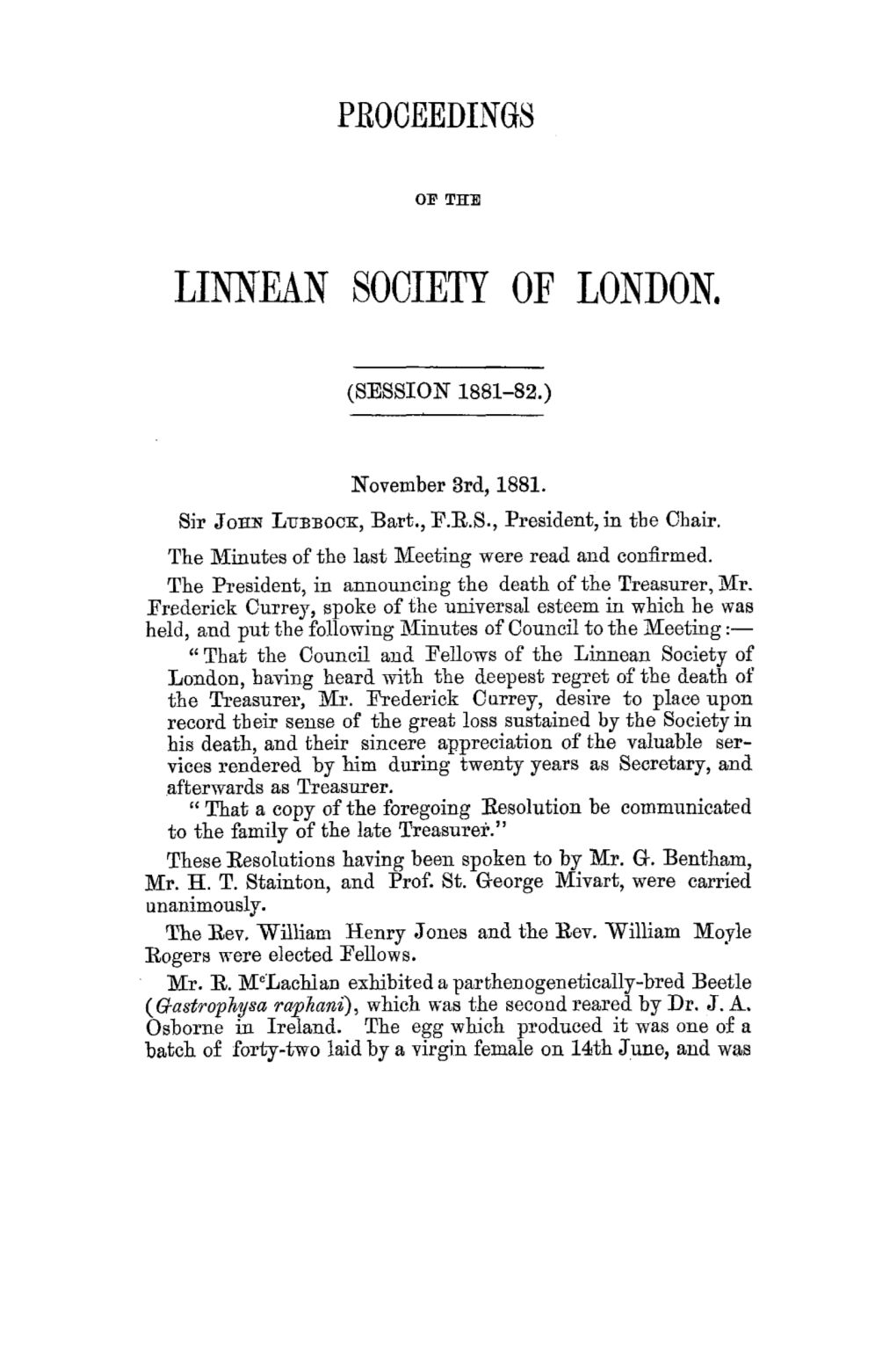 Proceedings of the Linnean Society of London