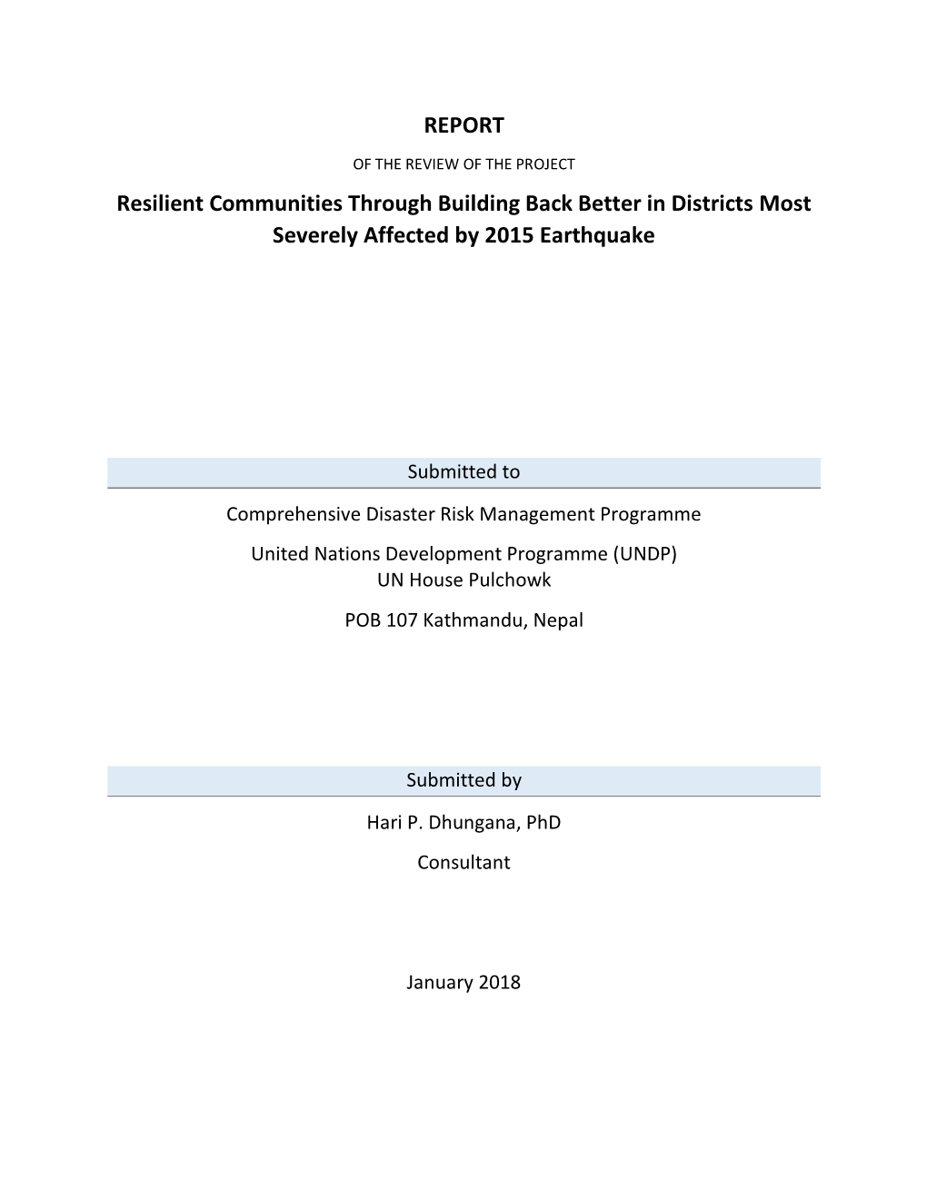 REPORT Resilient Communities Through Building Back Better In