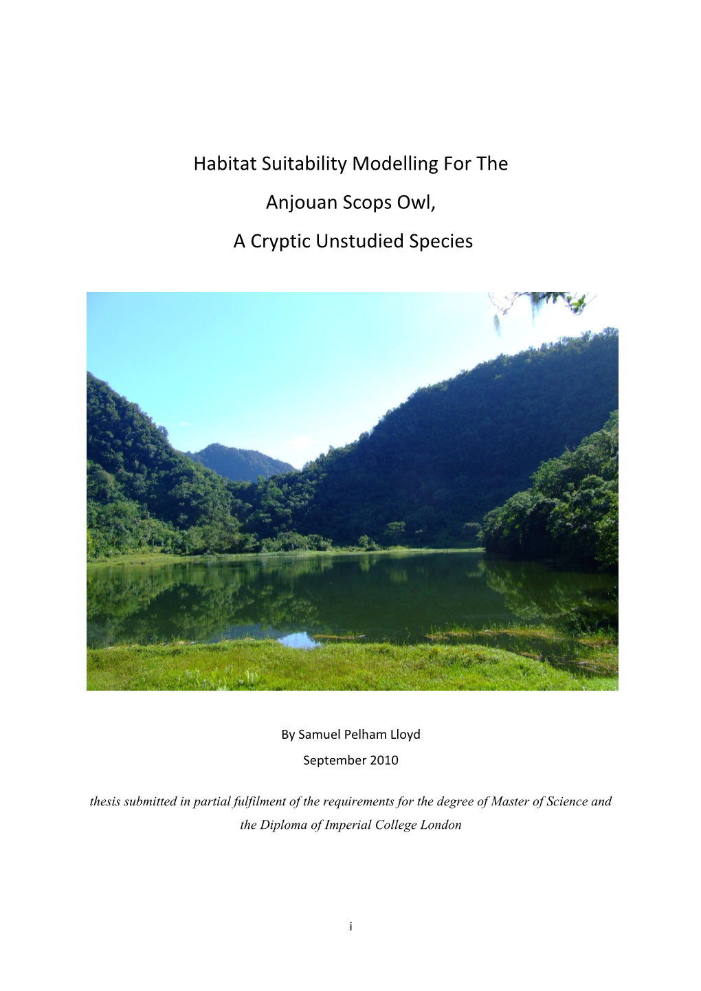 Habitat Suitability Modelling for the Anjouan Scops Owl, a Cryptic Unstudied Species