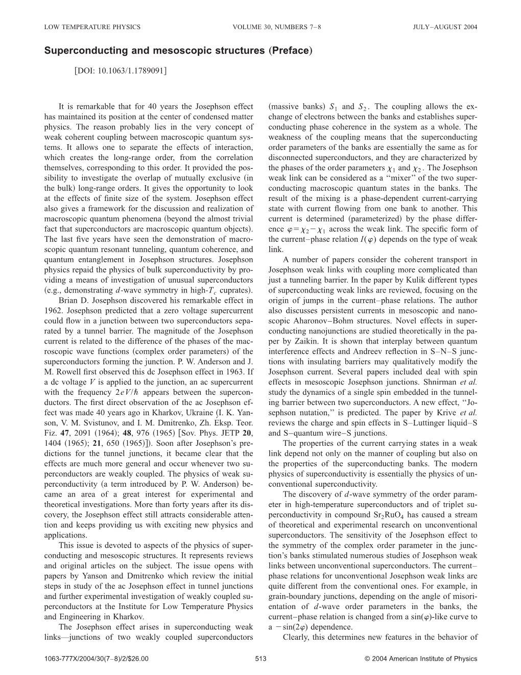 Superconducting and Mesoscopic Structures „Preface… ͓DOI: 10.1063/1.1789091͔