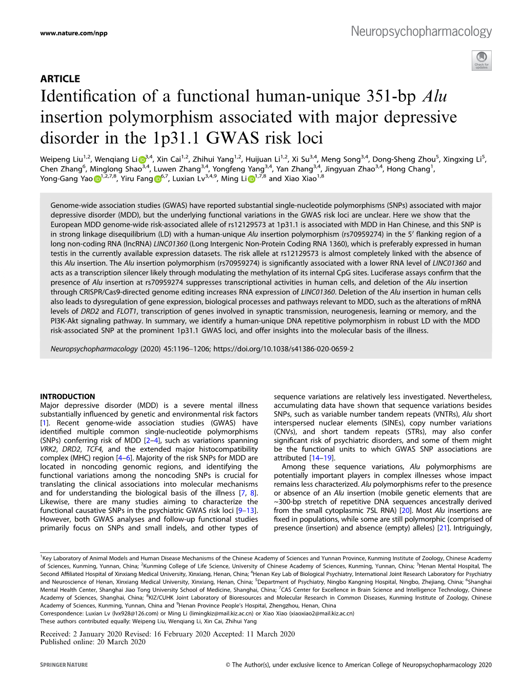 Identification of a Functional Human-Unique 351-Bp Alu Insertion