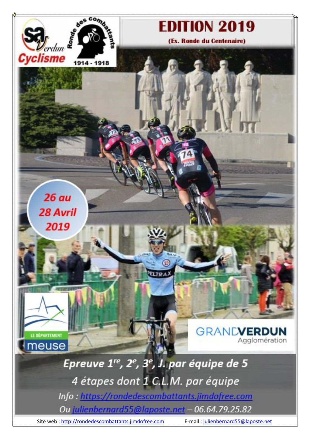 1 Une Organisation Du SA VERDUN CYCLISME Site Web : E-Mail : Julienbernard55@Laposte.Net