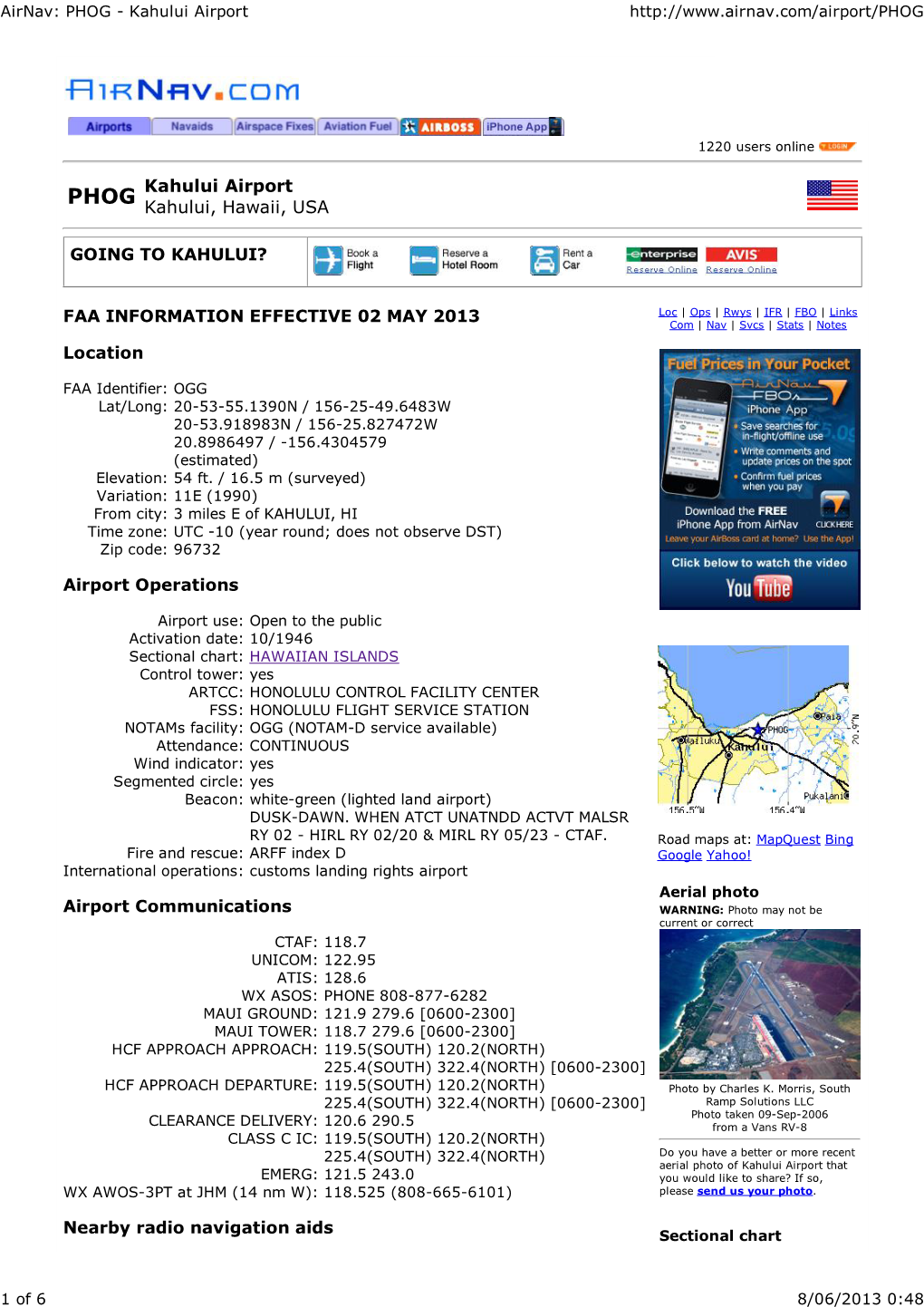 FAA INFORMATION EFFECTIVE 02 MAY 2013 Location