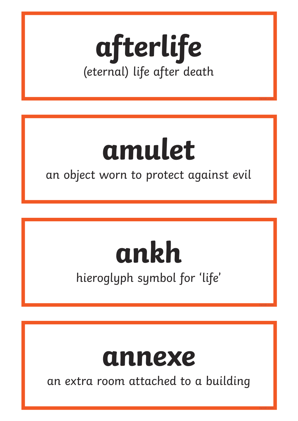 Ancient Egypt Word Cards with Definitions