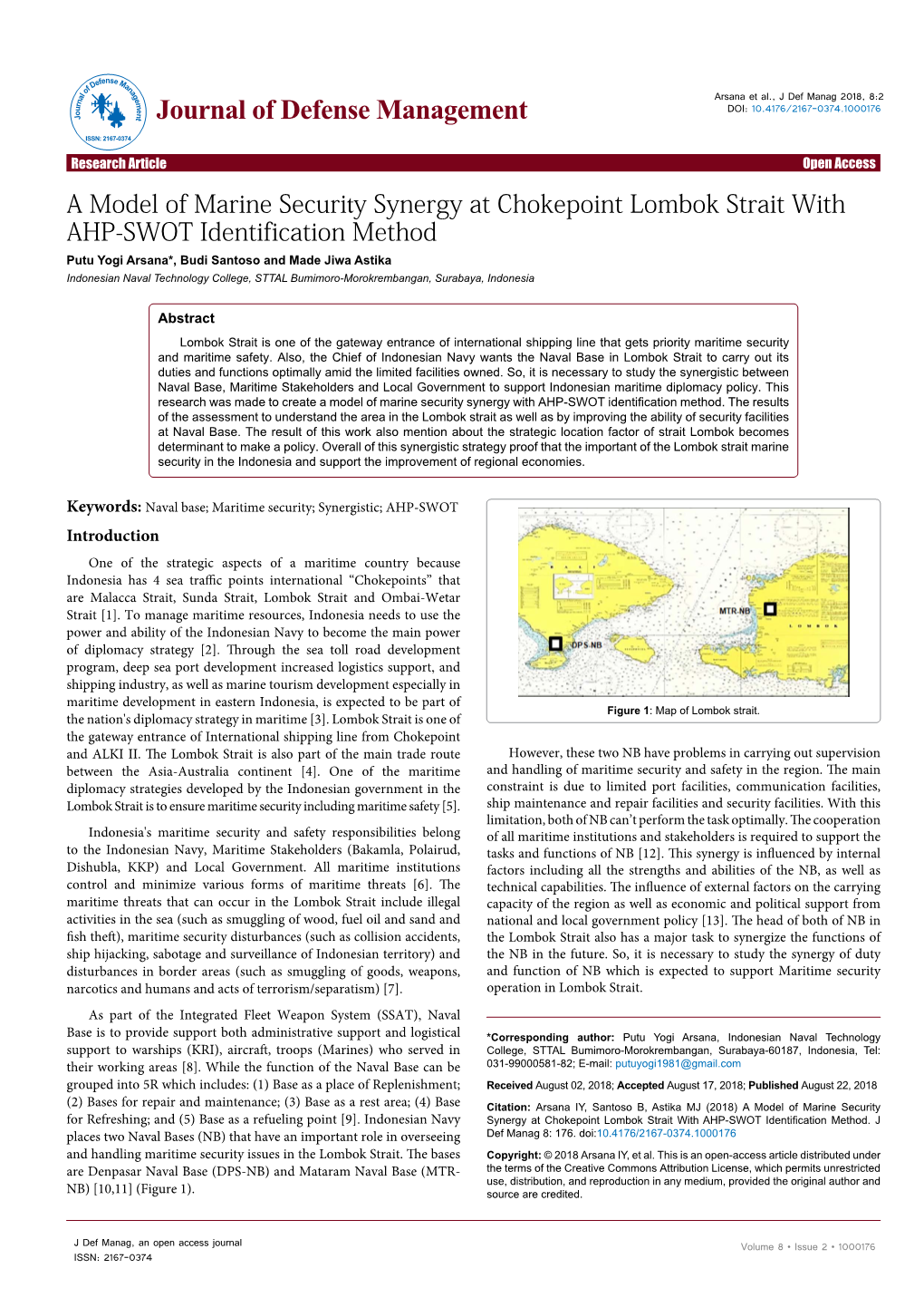 A Model of Marine Security Synergy at Chokepoint Lombok Strait With