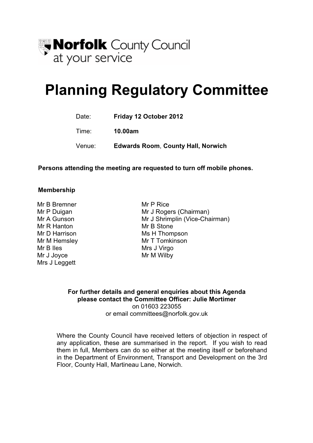 Planning Regulatory Committee