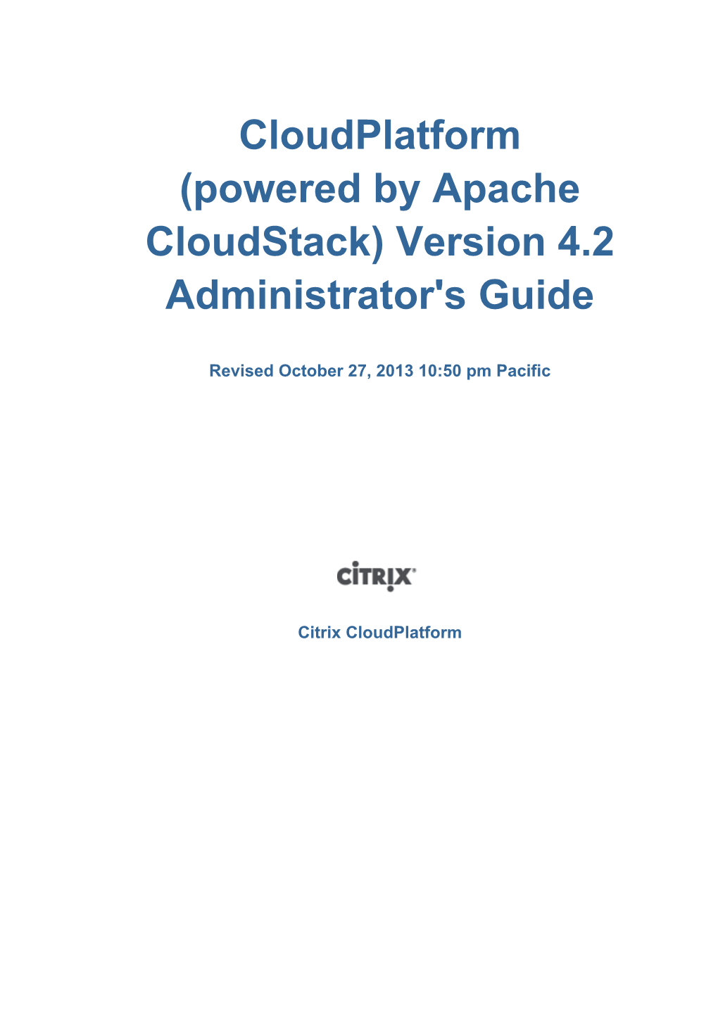 Cloudplatform (Powered by Apache Cloudstack) Version 4.2 Administrator's Guide