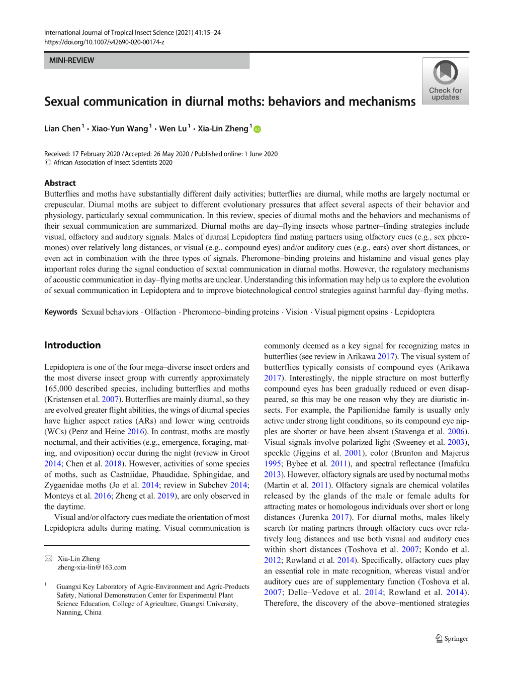 Sexual Communication in Diurnal Moths: Behaviors and Mechanisms