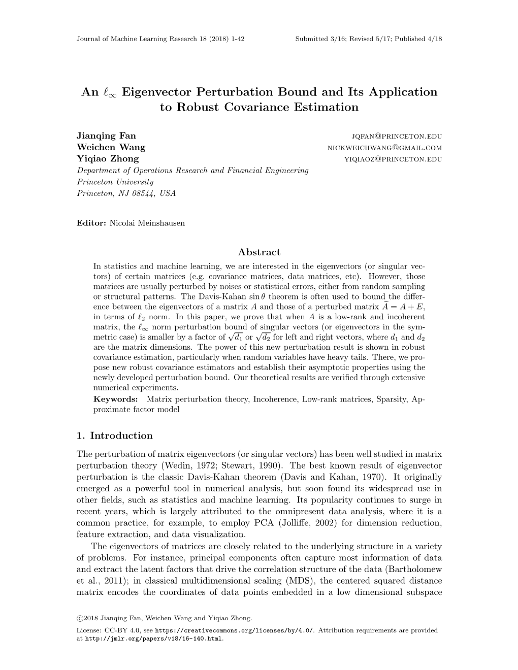 An L∞ Eigenvector Perturbation Bound and Its Application to Robust