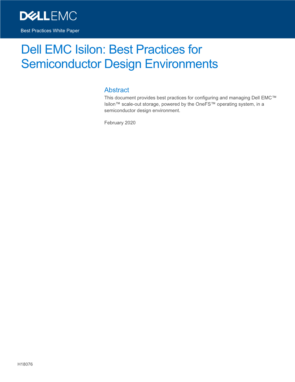 Dell EMC Isilon: Best Practices for Semiconductor Design Environments