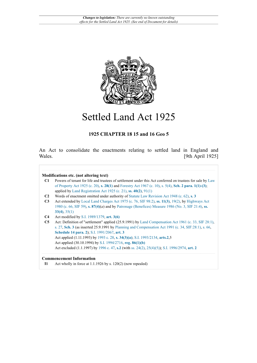 Settled Land Act 1925