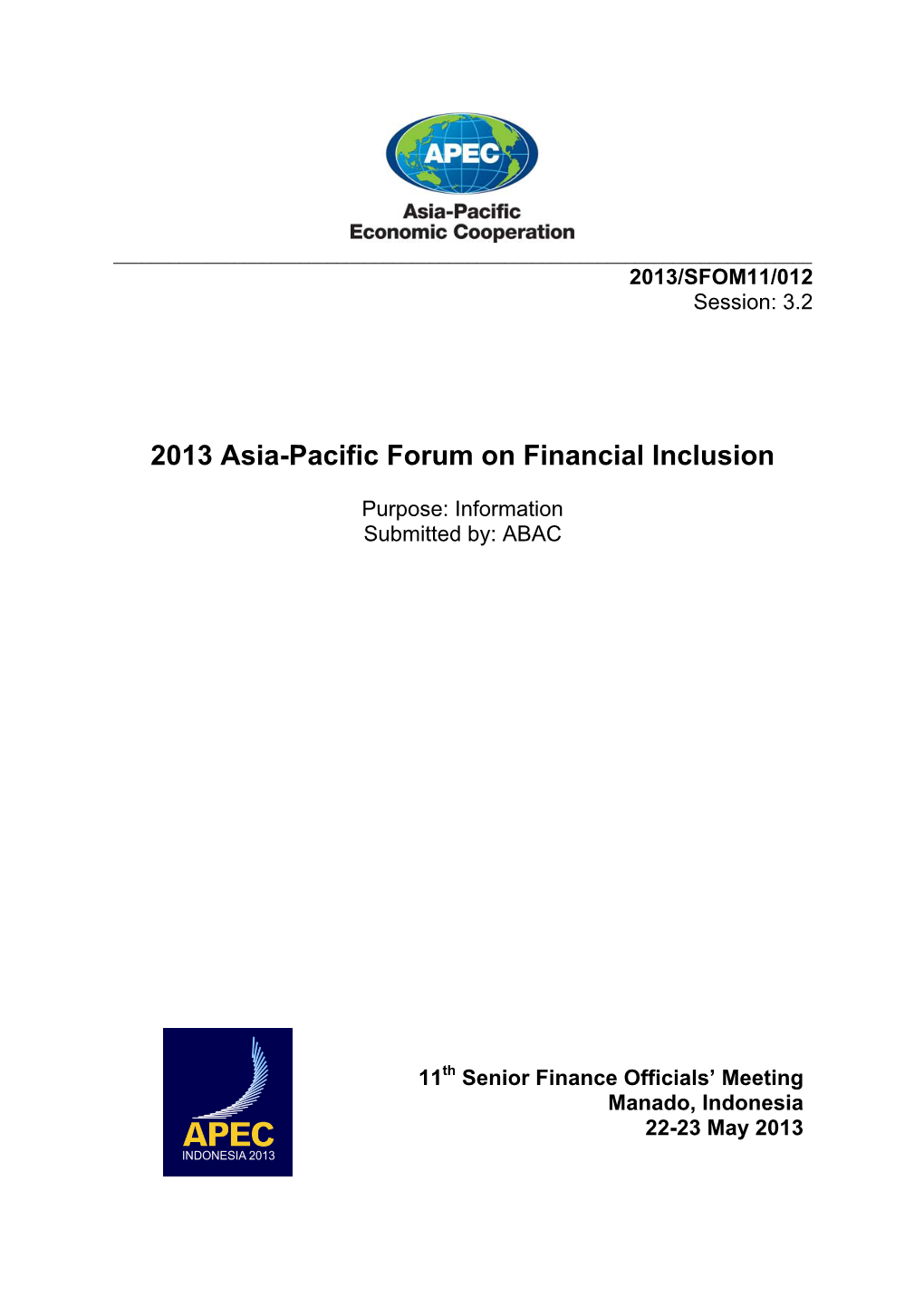 2013 Asia-Pacific Forum on Financial Inclusion