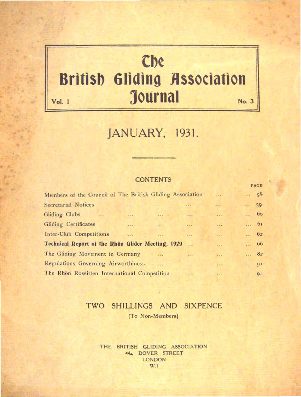 BGA Journal No 3 Jan 1931