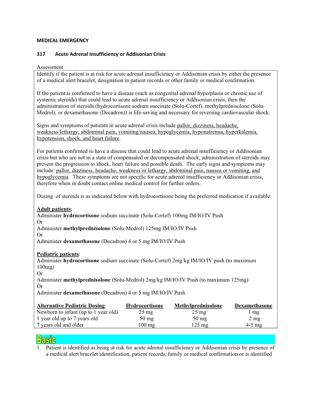 Adrenal Insufficiency Protocol