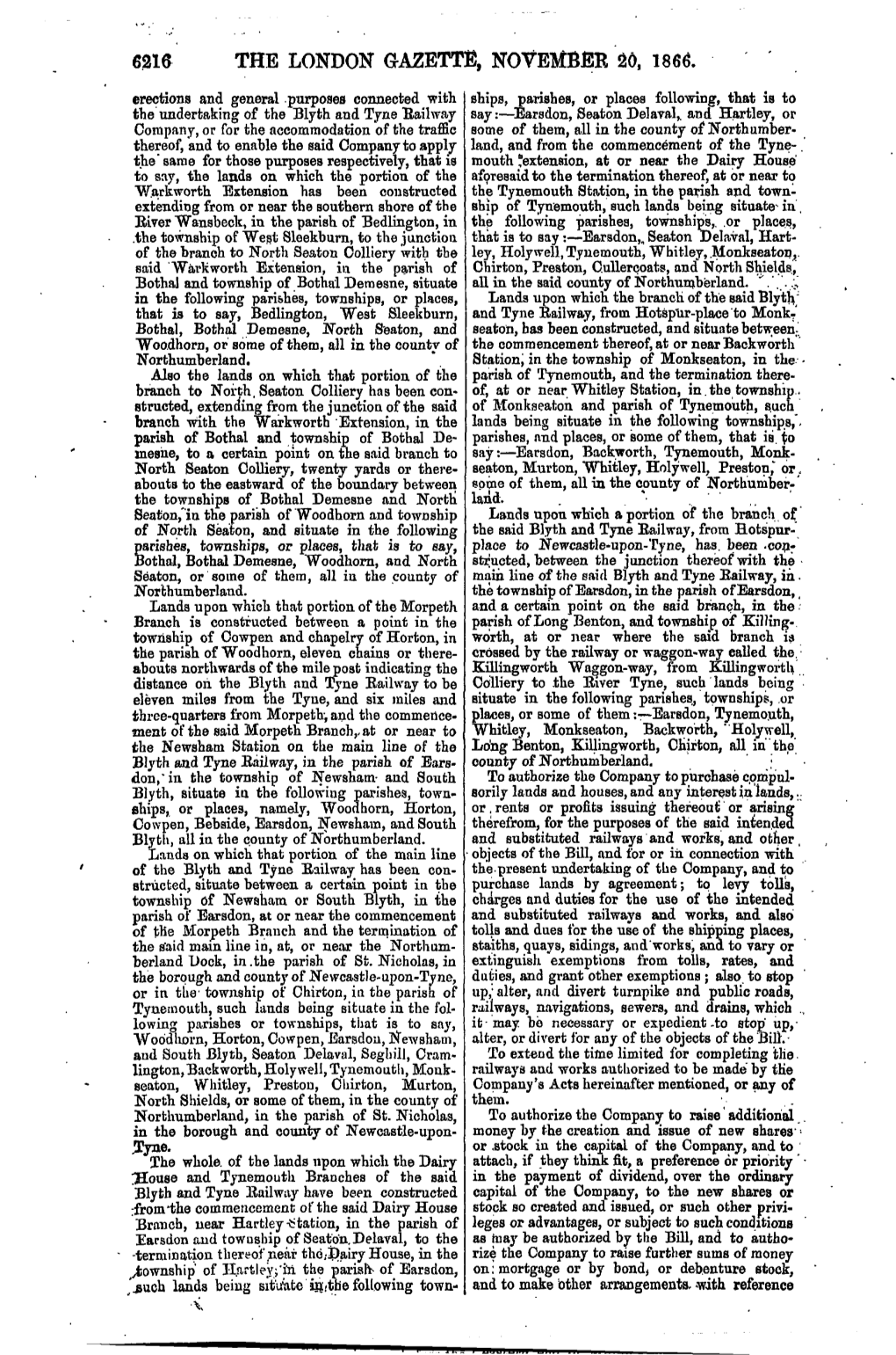 The London Gazette, Novembj3k 20, 1866