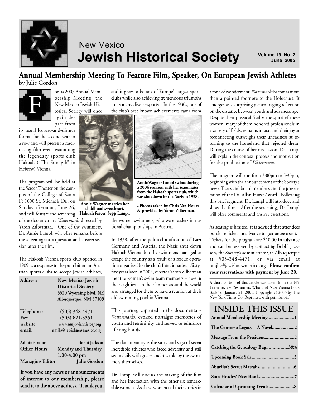 Jewish Historical Society Volume 19, No. 2