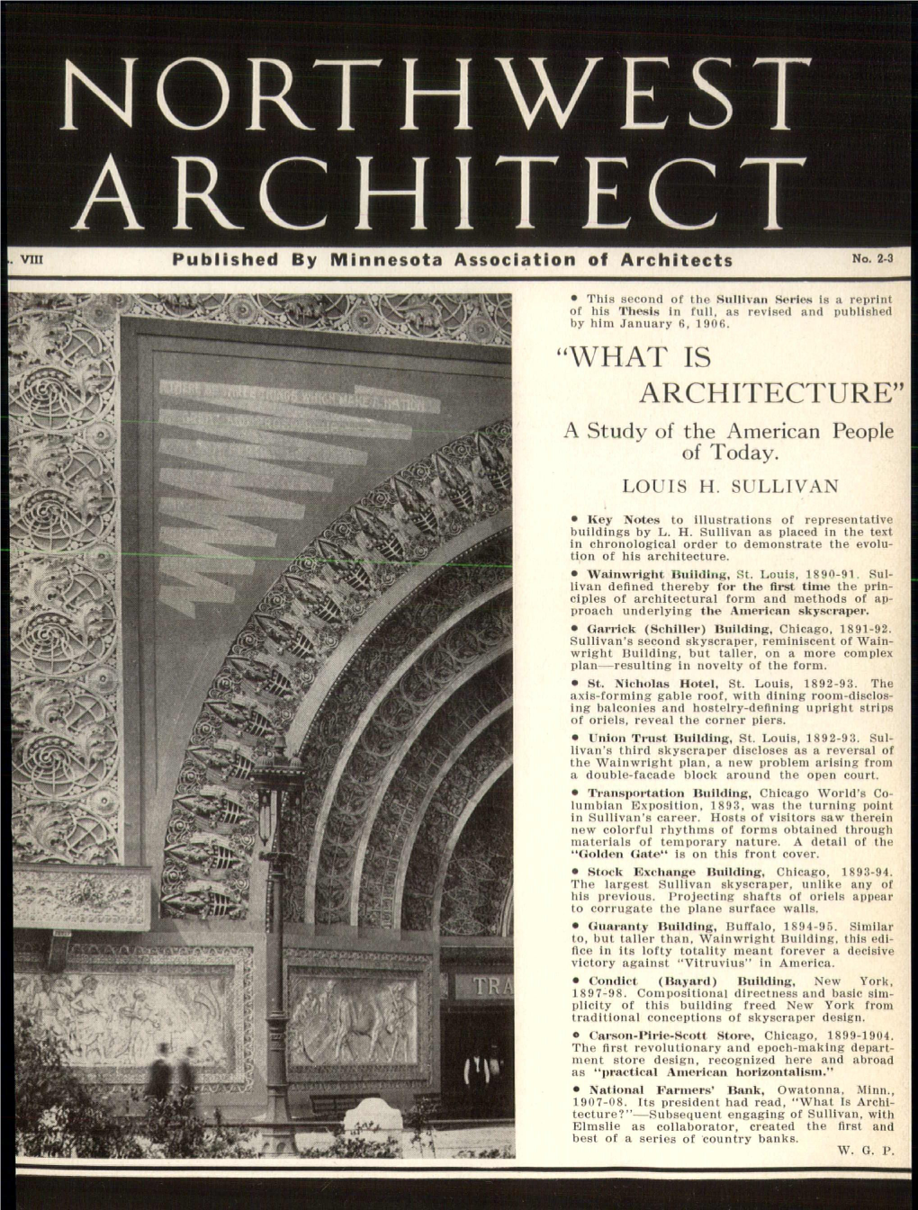 NORTHWEST ARCHITECT VIII Published by Minnesota Association of Architects No