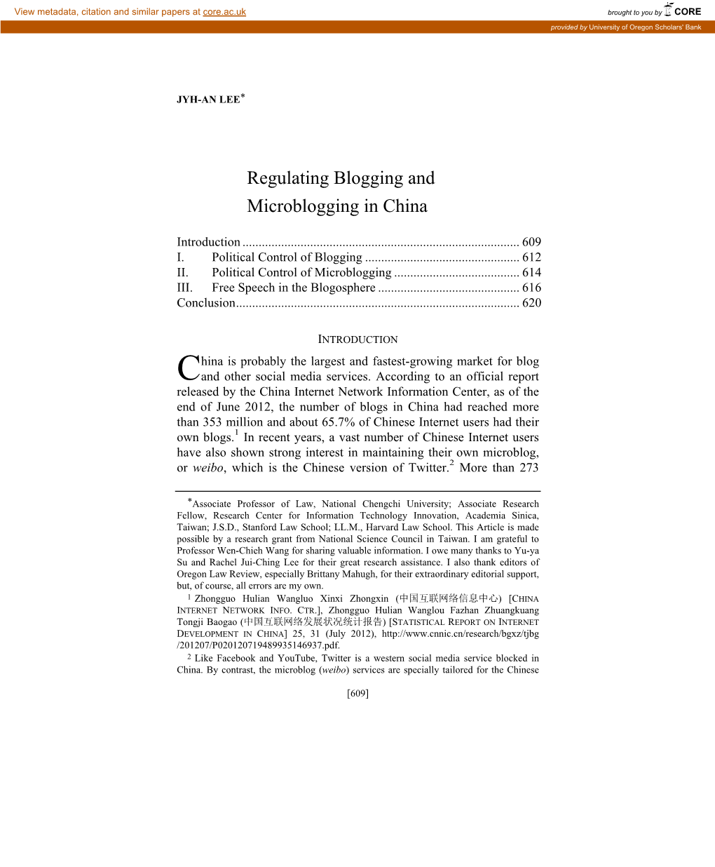 Regulating Blogging and Microblogging in China