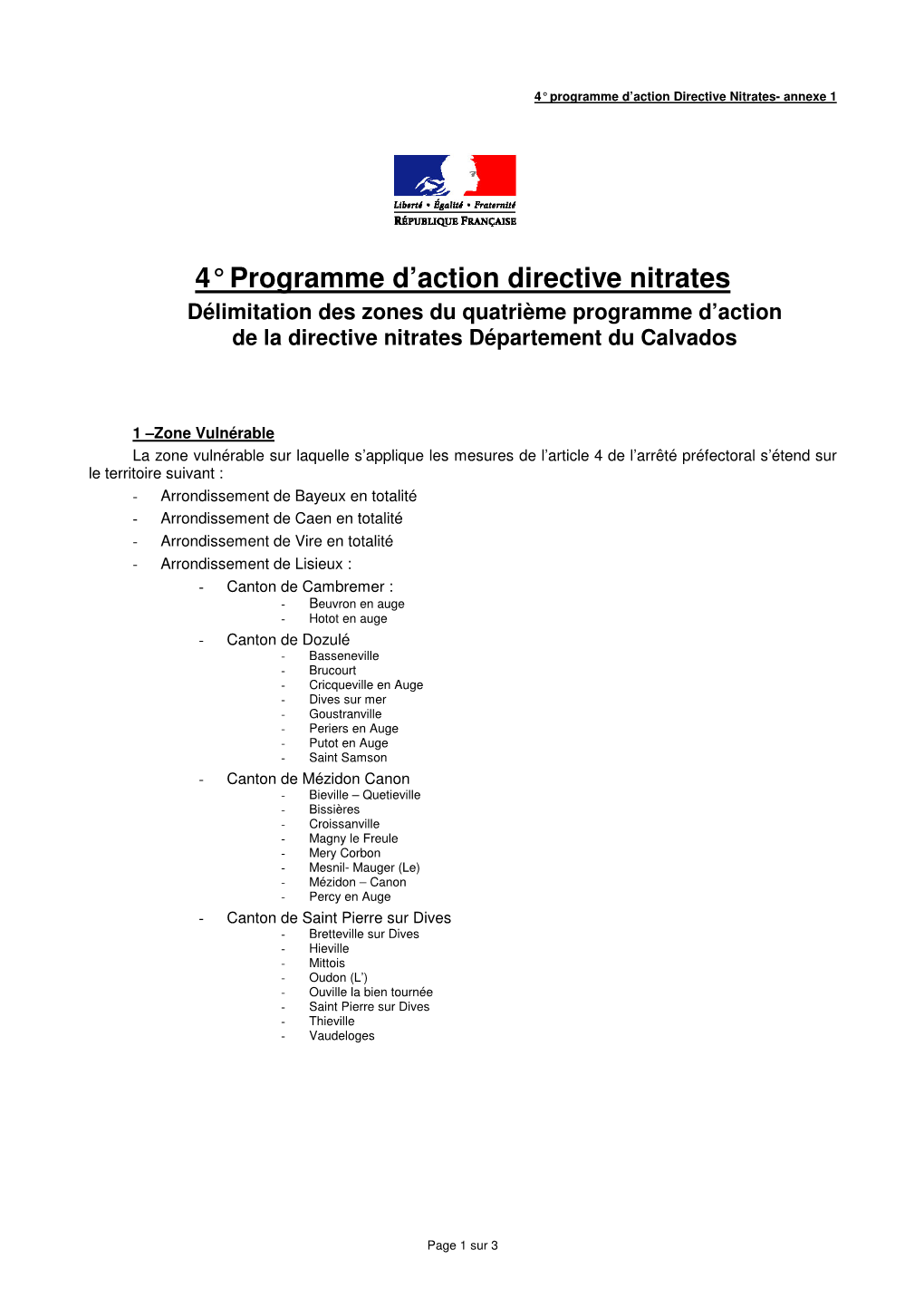 4° Programme D'action Directive Nitrates
