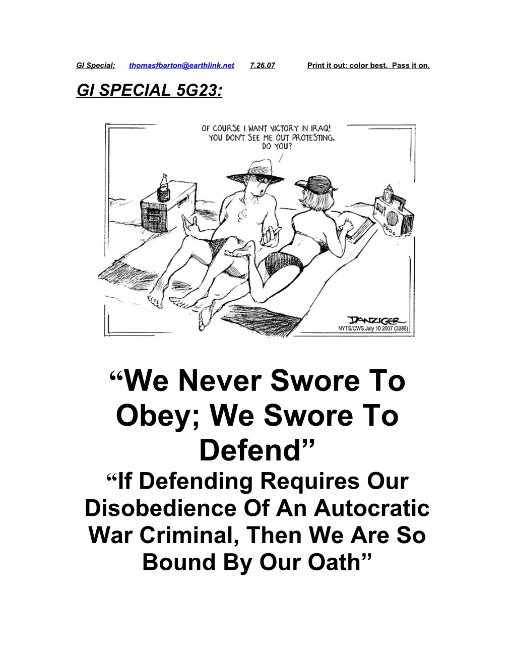 We Never Swore to Obey; We Swore to Defend