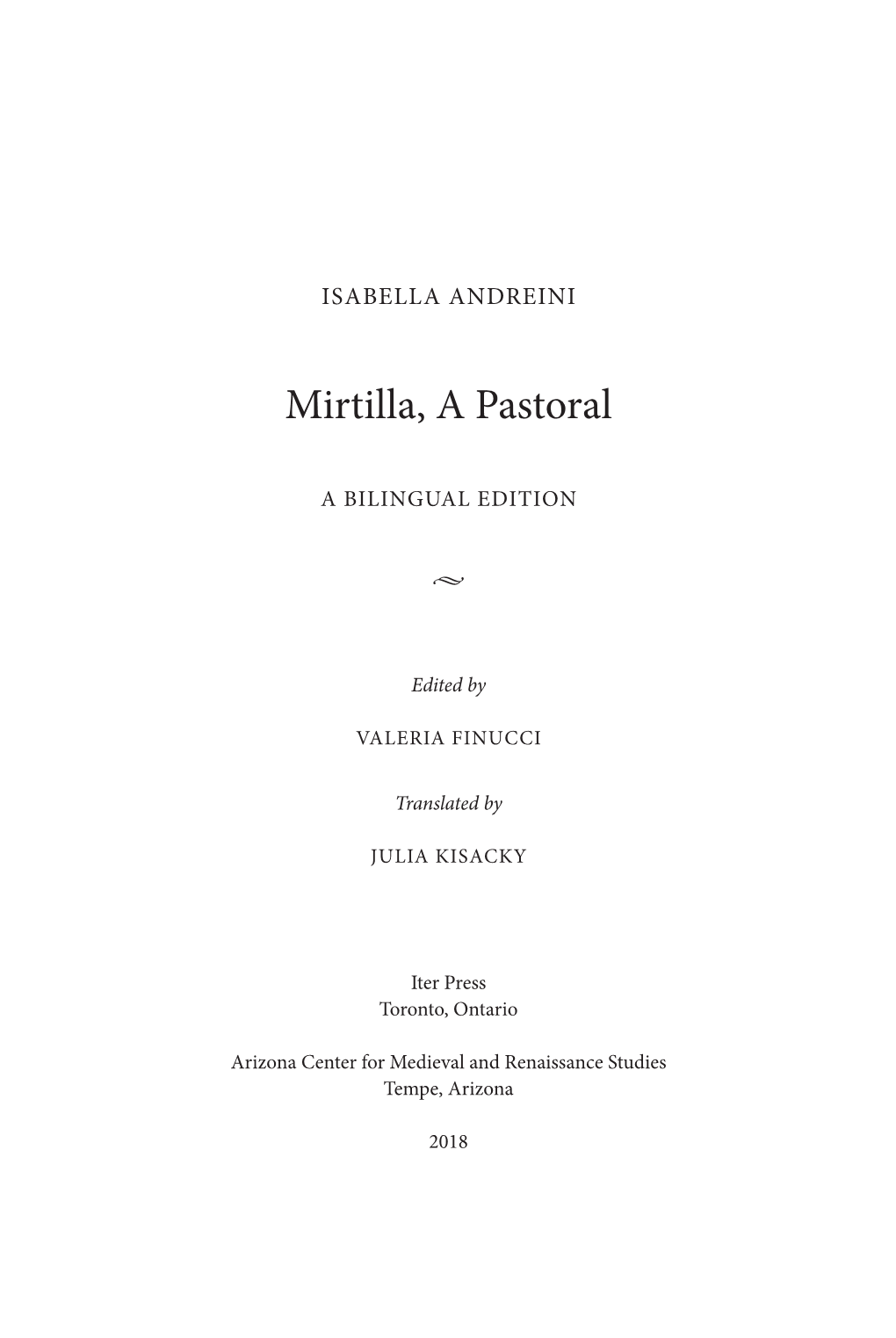 Mirtilla, a Pastoral