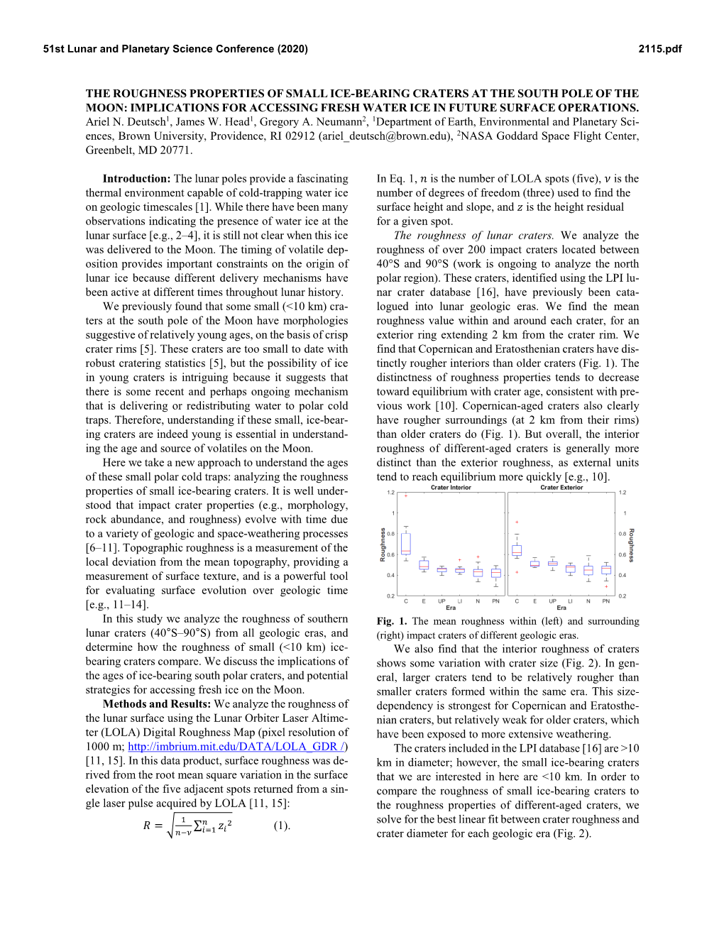 The Roughness Properties of Small Ice-Bearing Craters at the South Pole of the Moon: Implications for Accessing Fresh Water Ice in Future Surface Operations