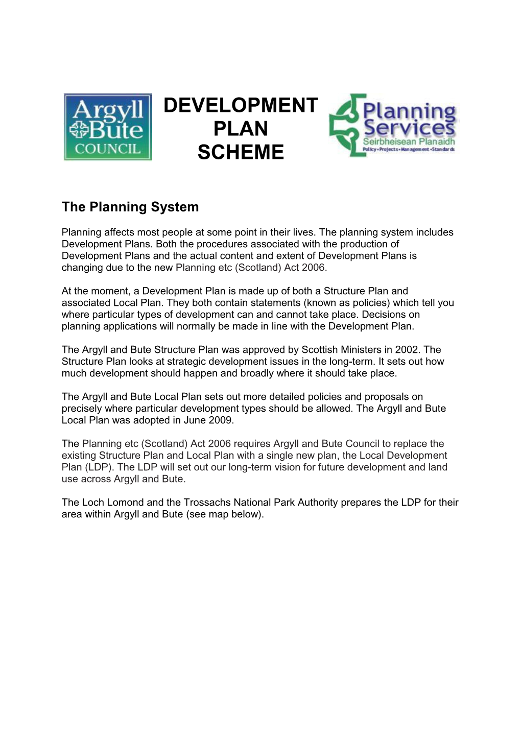 Development Plan Scheme