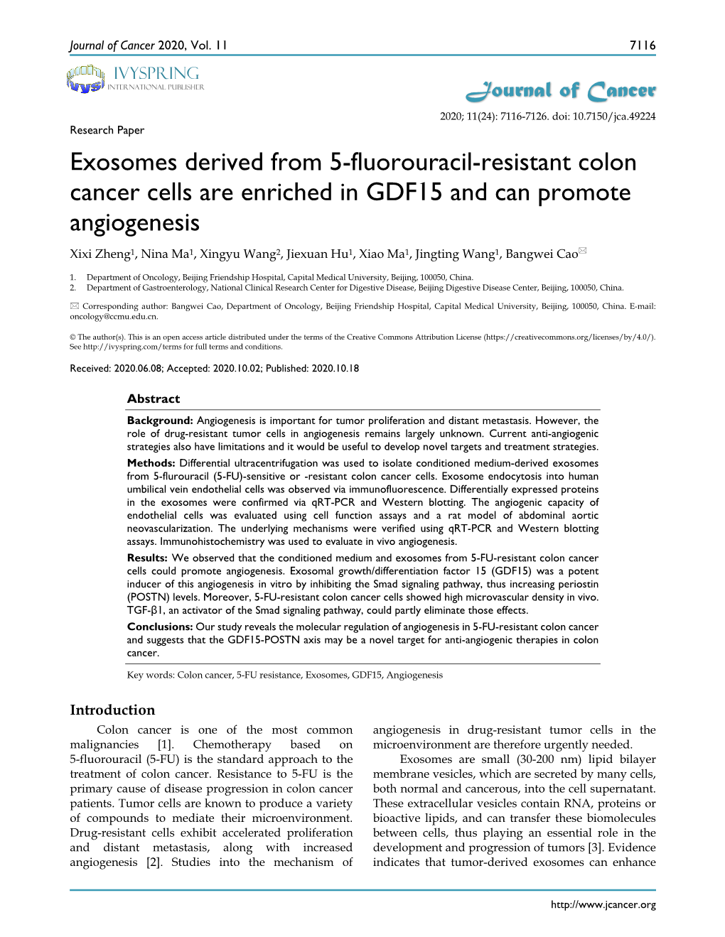 Exosomes Derived from 5-Fluorouracil-Resistant Colon Cancer