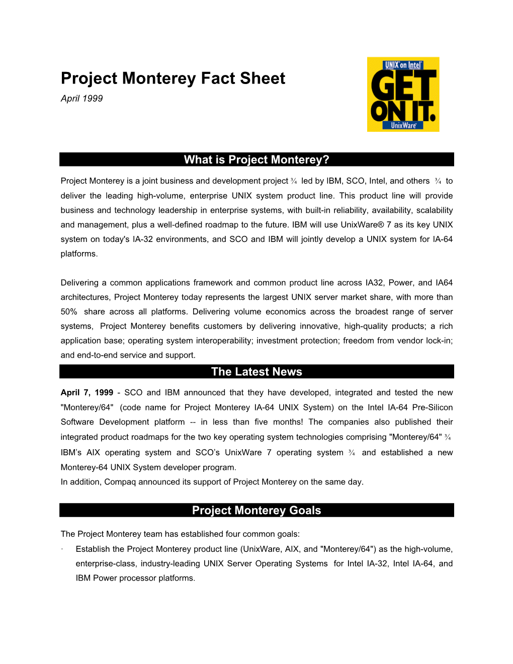 Project Monterey Factsheet