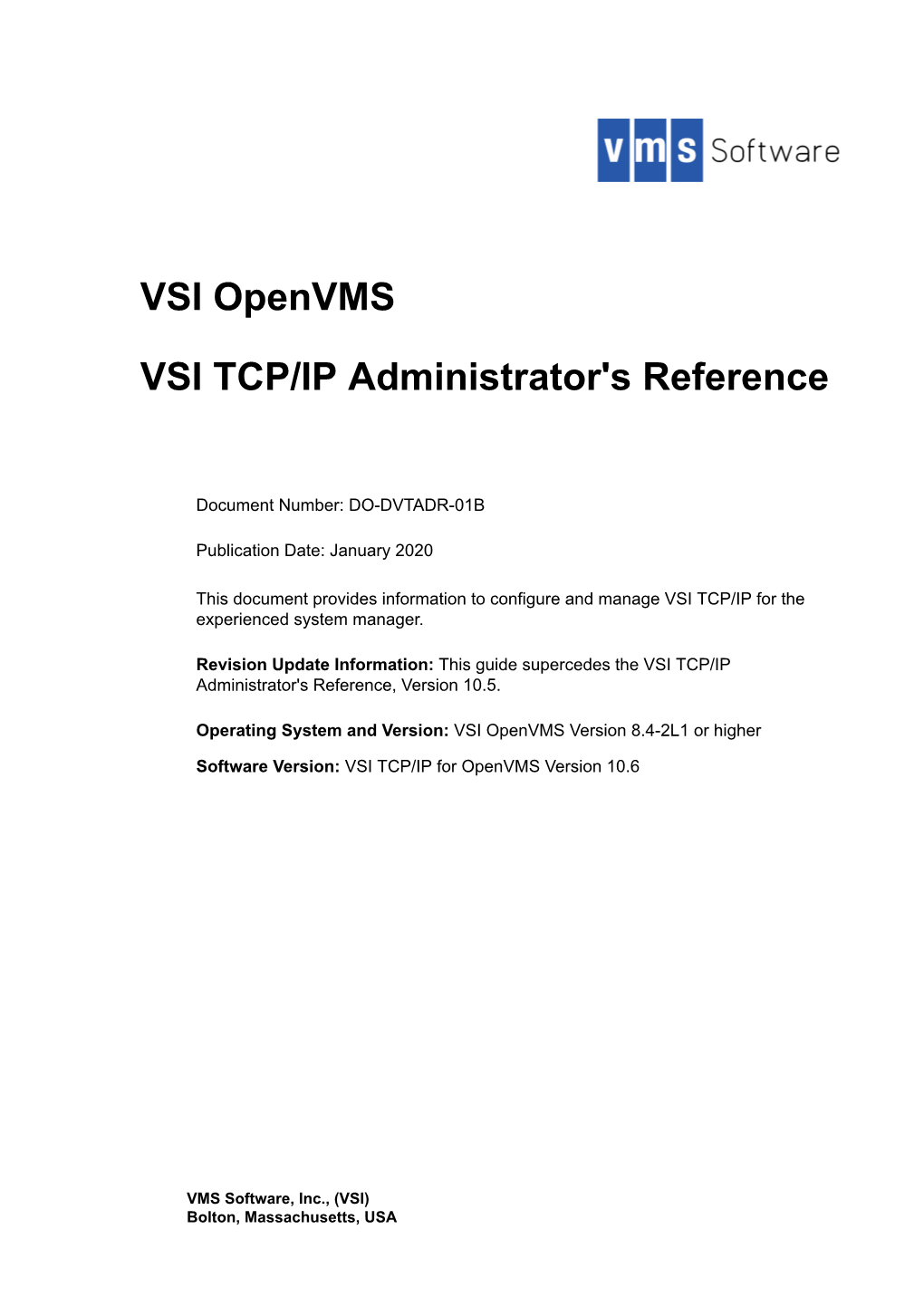 VSI TCP/IP Administrator's Reference