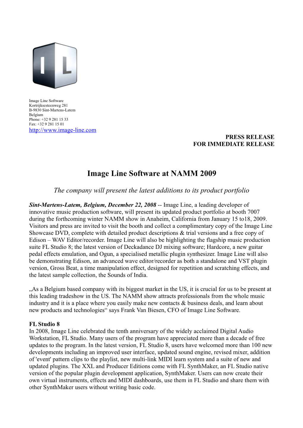 Image Line Software at NAMM 2009