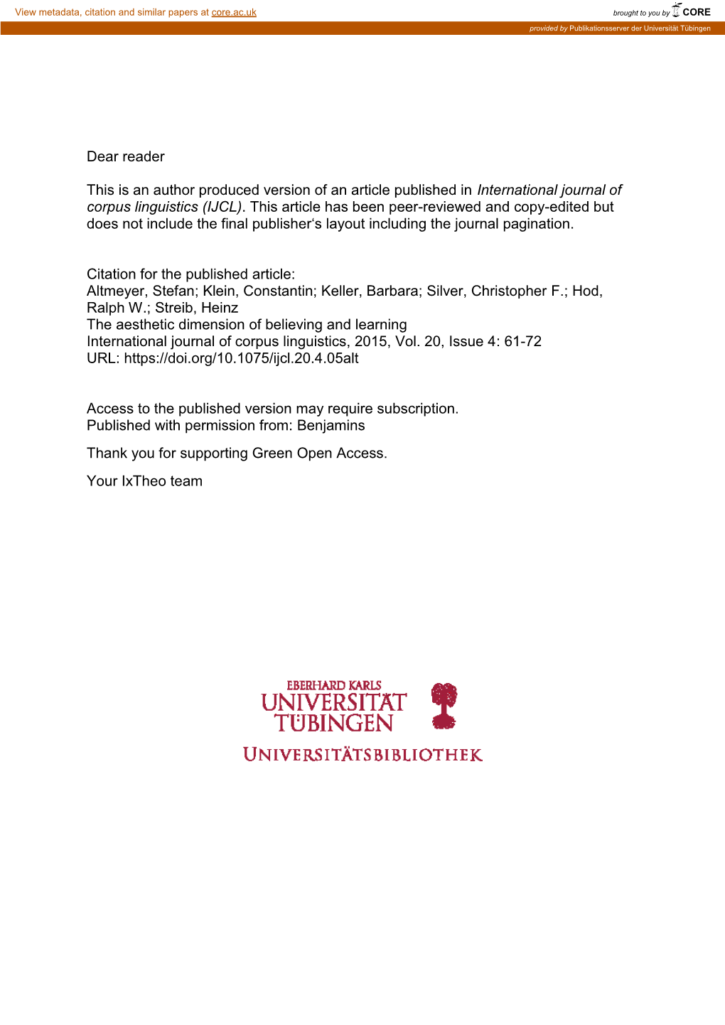 (IJCL). This Article Has Been Peer-Reviewed and Copy-Edited but Does Not Include the Final Publisher‘S Layout Including the Journal Pagination