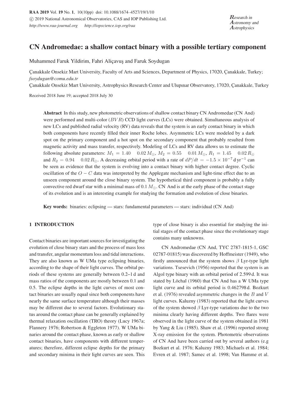 CN Andromedae: a Shallow Contact Binary with a Possible Tertiary Component