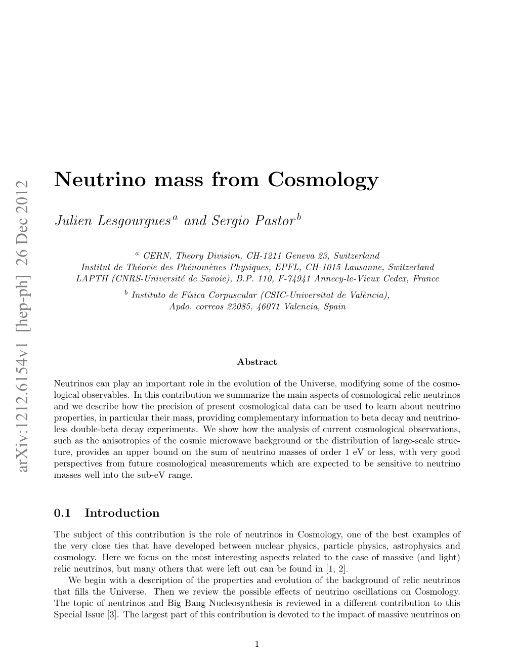 Neutrino Mass from Cosmology