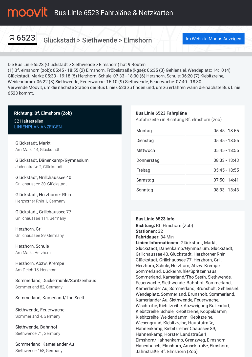 PDF Anzeigen: 6523 Fahrplan, Stationen Und Karte