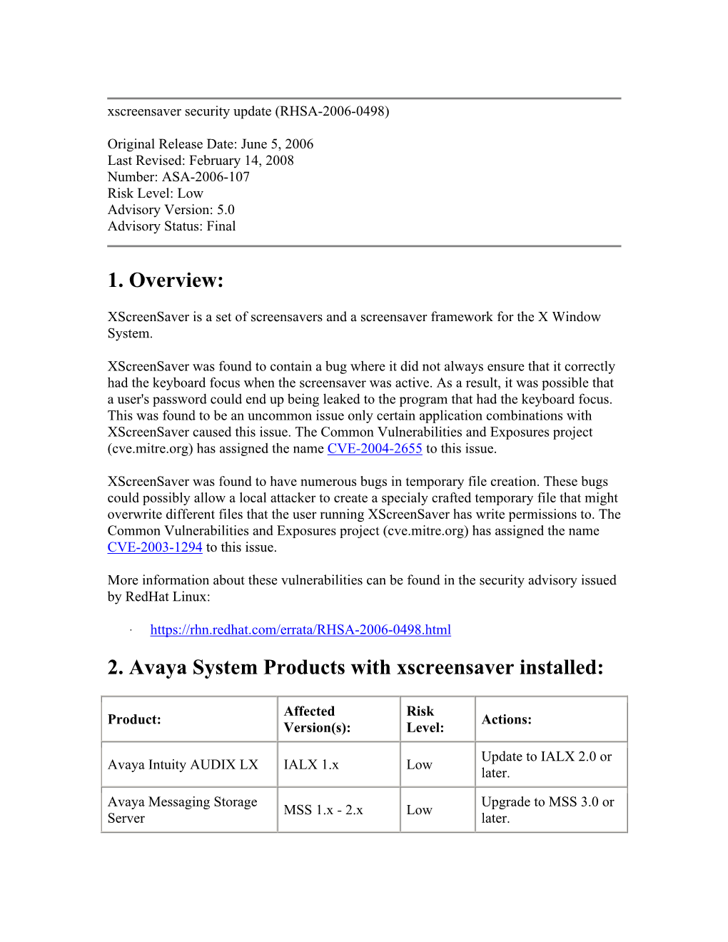 2. Avaya System Products with Xscreensaver Installed