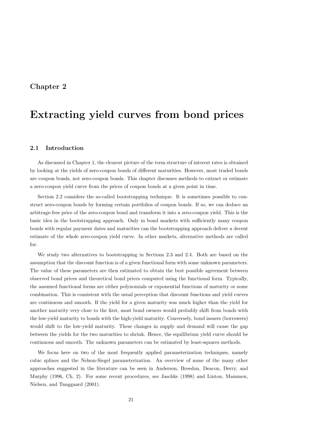 Extracting Yield Curves from Bond Prices