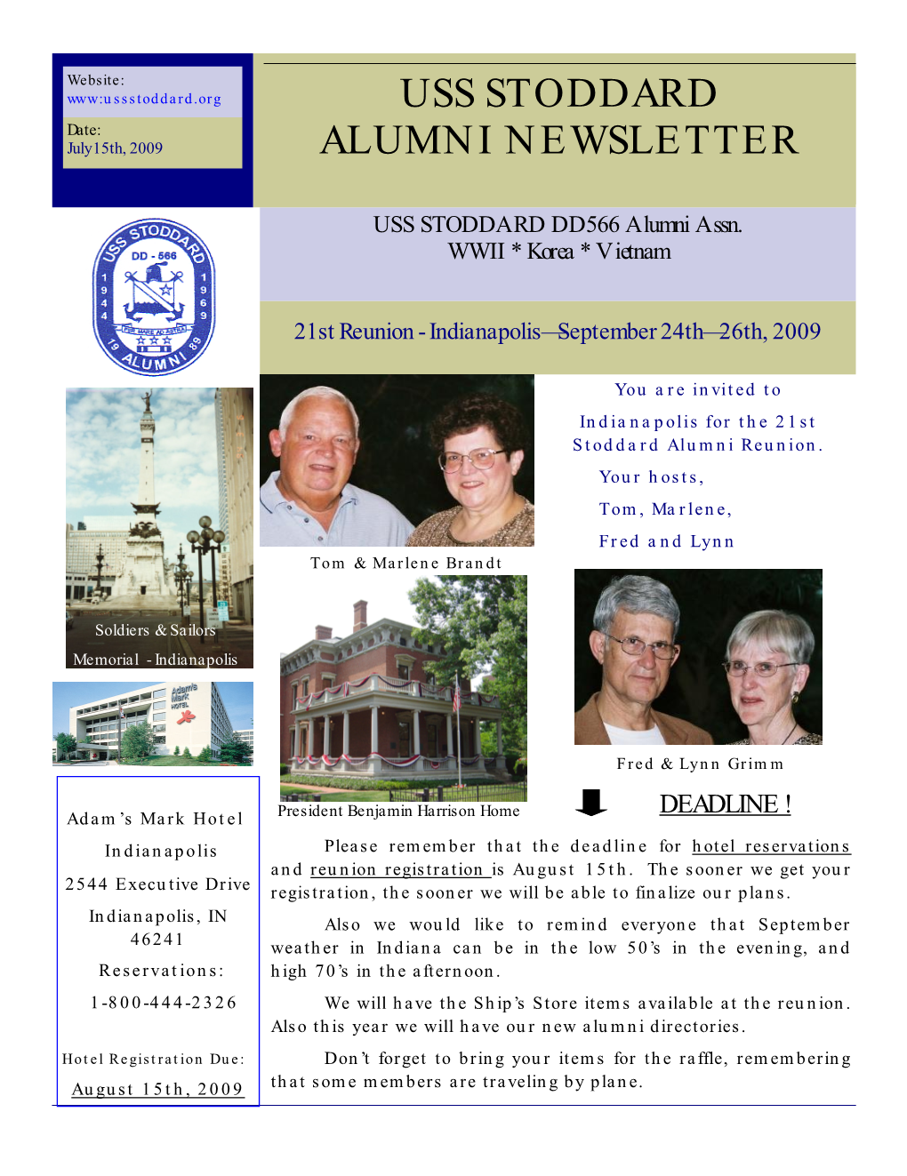 USS Stoddard Alumni Newsletter—July 2009 Page 2