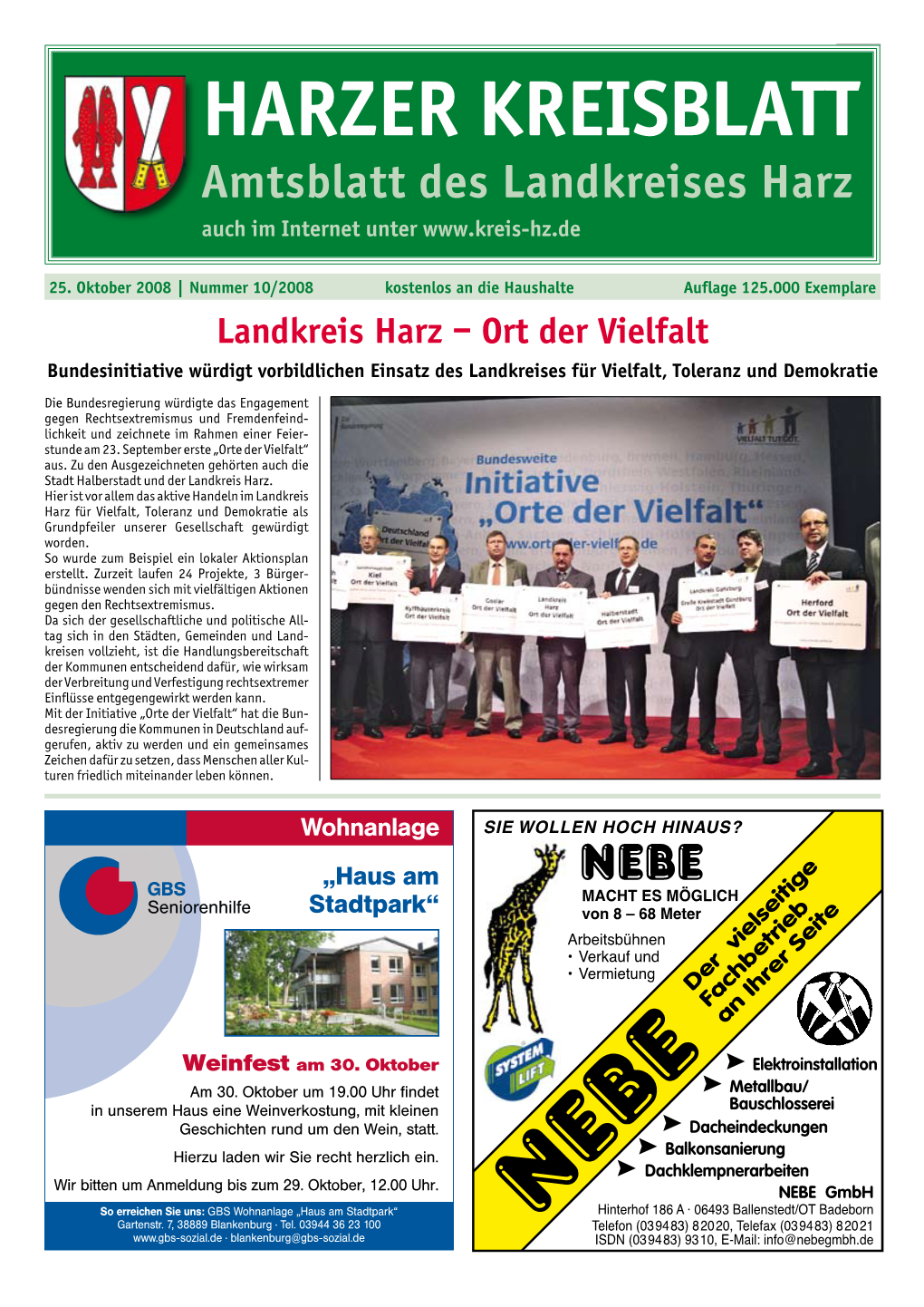 HARZER KREISBLATT Amtsblatt Des Landkreises Harz Auch Im Internet Unter