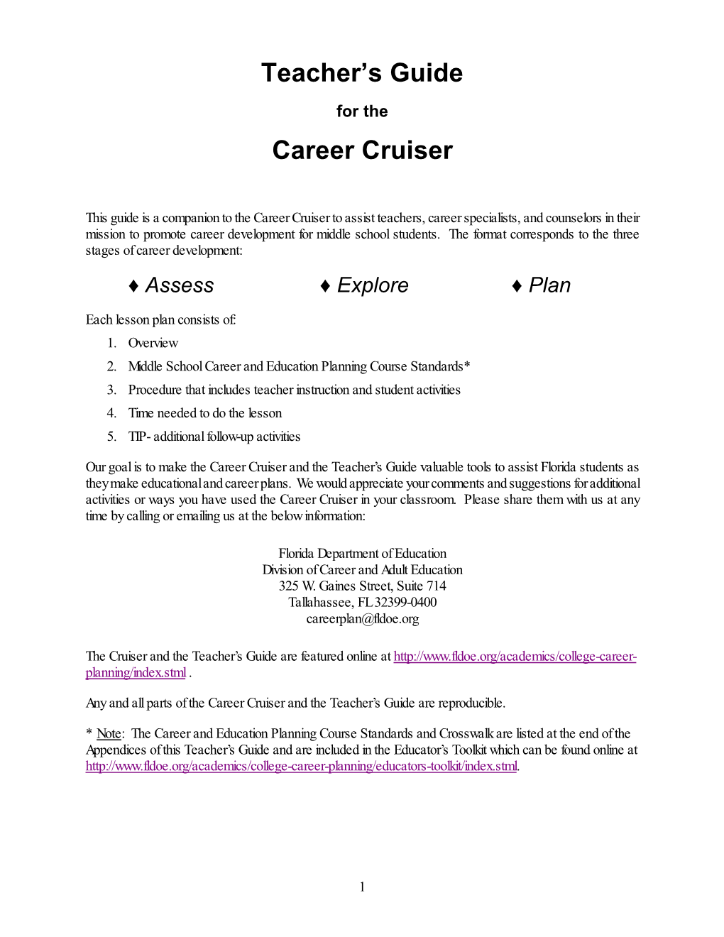 Teacher's Guide for Career Cruiser