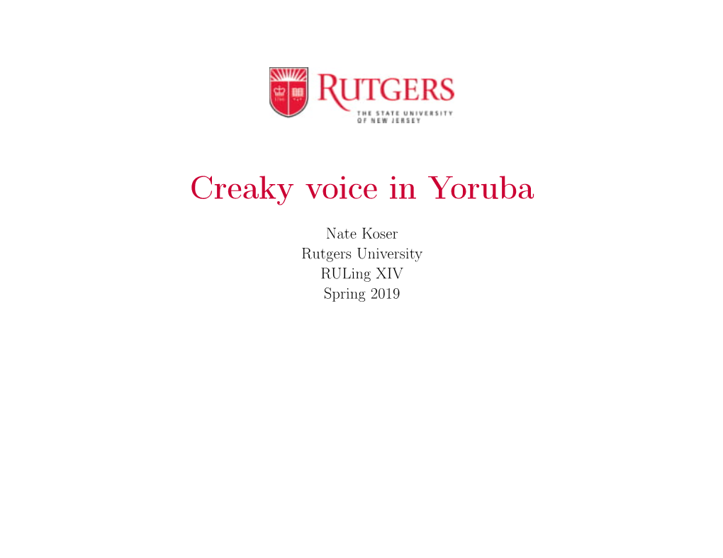 Creaky Voice in Yoruba