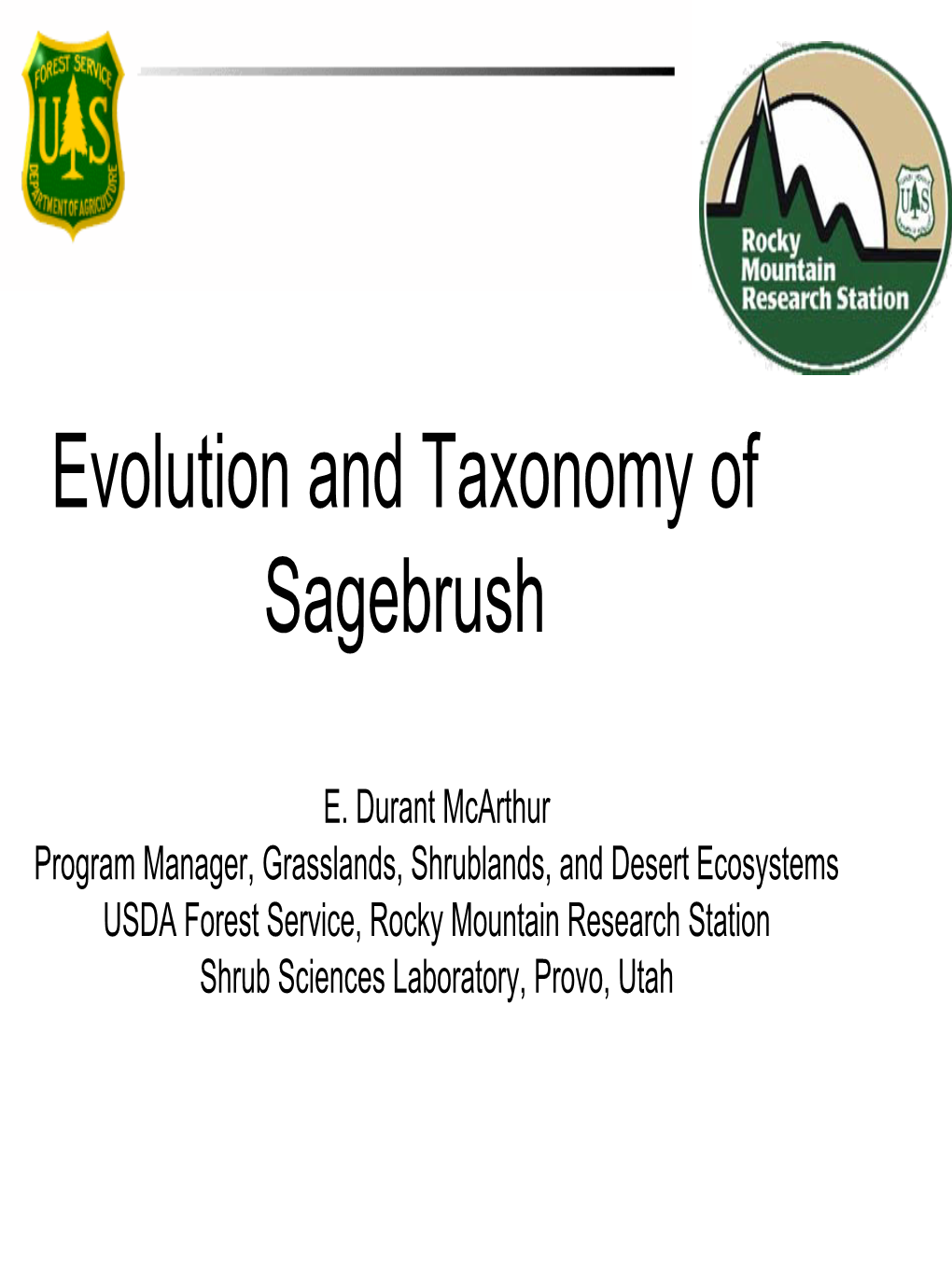 Evolution and Taxonomy of Sagebrush (Pdf)