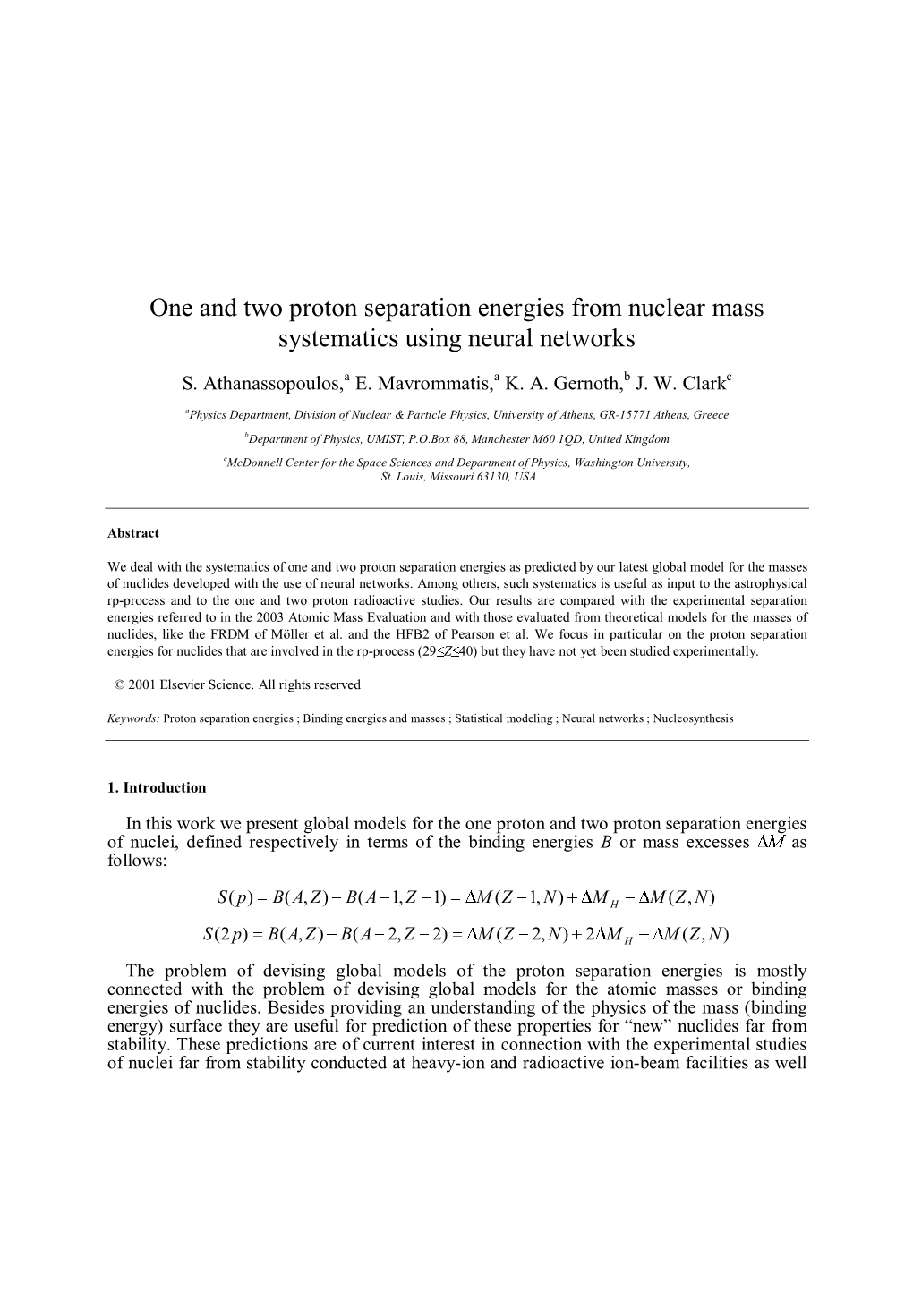 One and Two Proton Separation Energies from Nuclear Mass Systematics Using Neural Networks