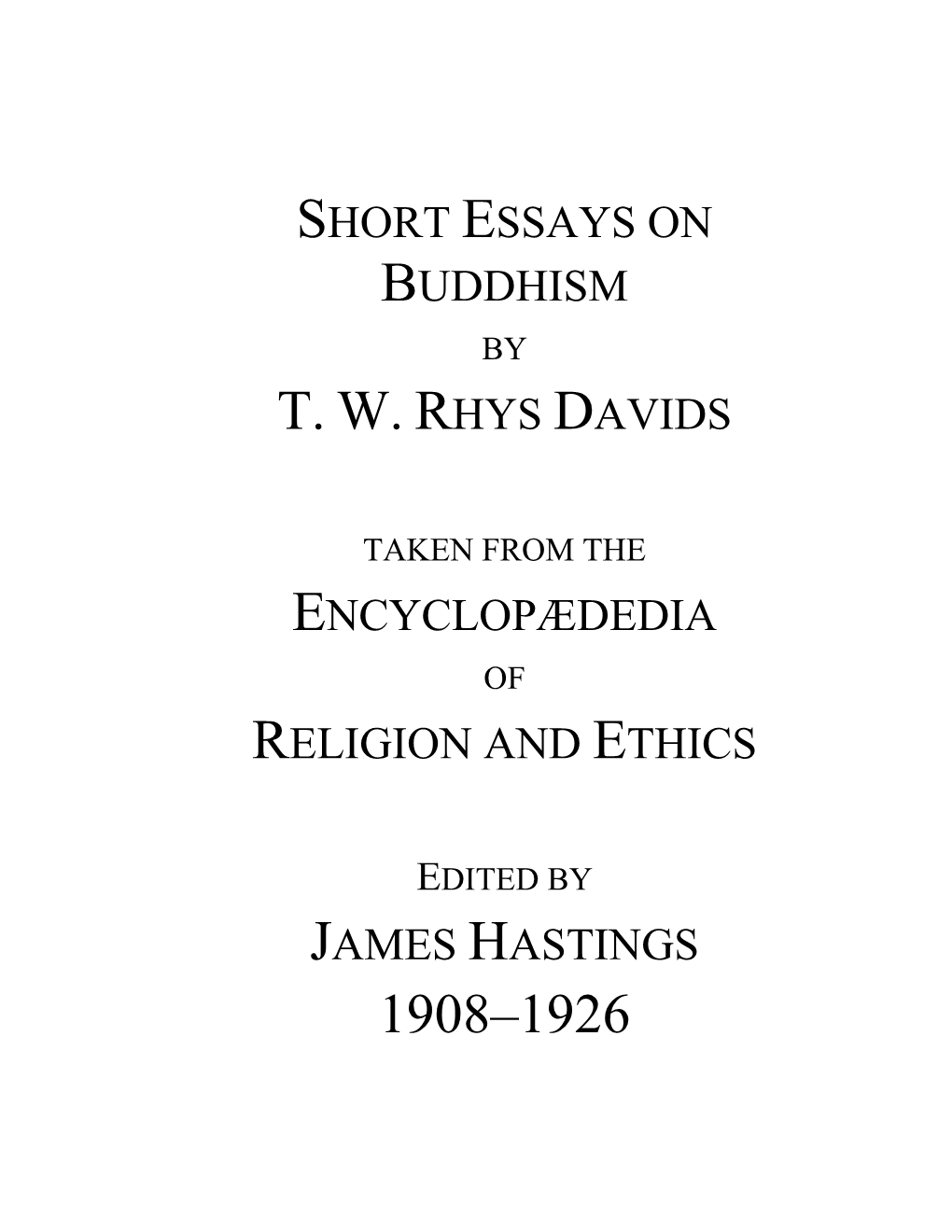 Short Essays on Buddhism by T