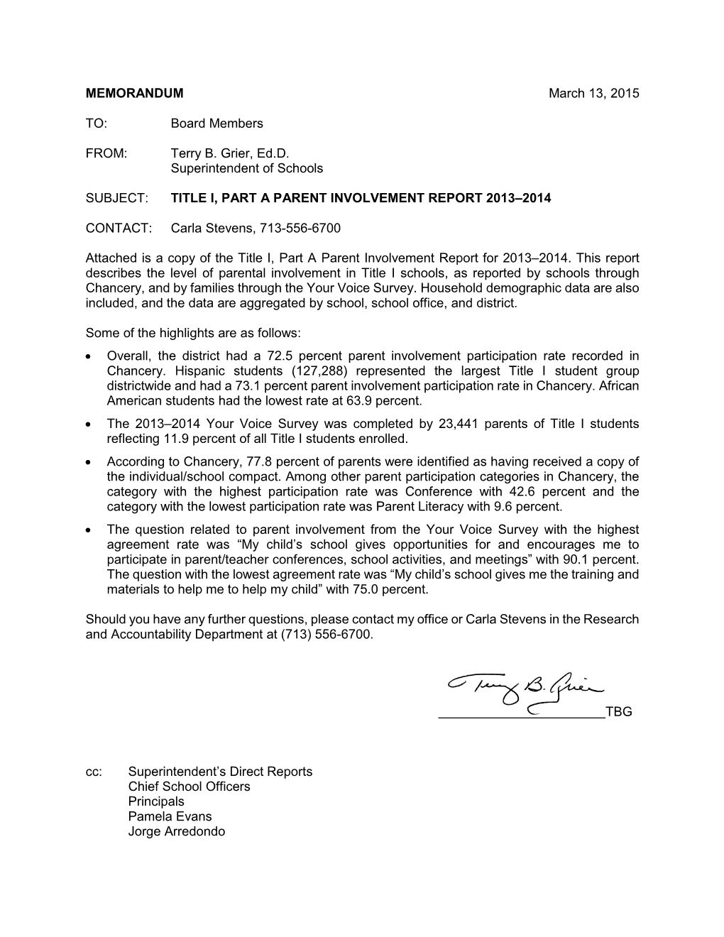 MEMORANDUM March 13, 2015 TO: Board Members FROM