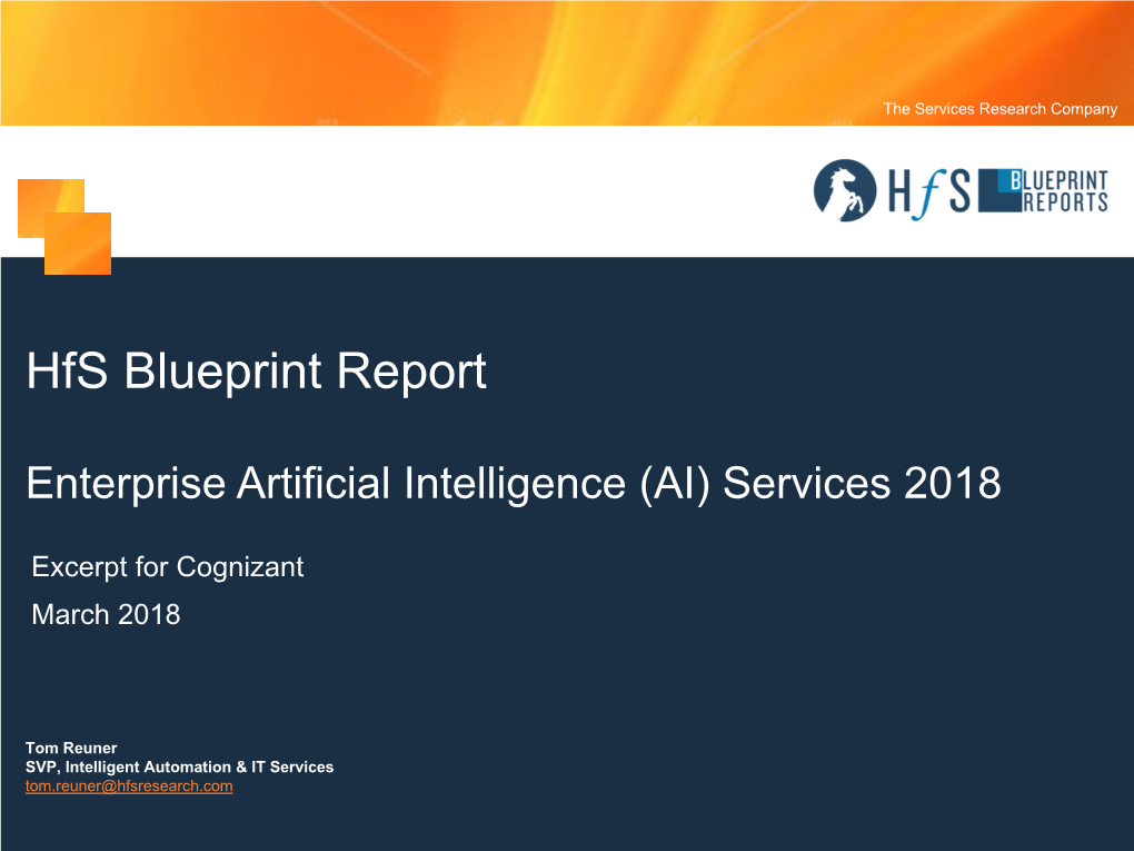 Cognizant—Hfs Blueprint Report: Enterprise AI Services 2018