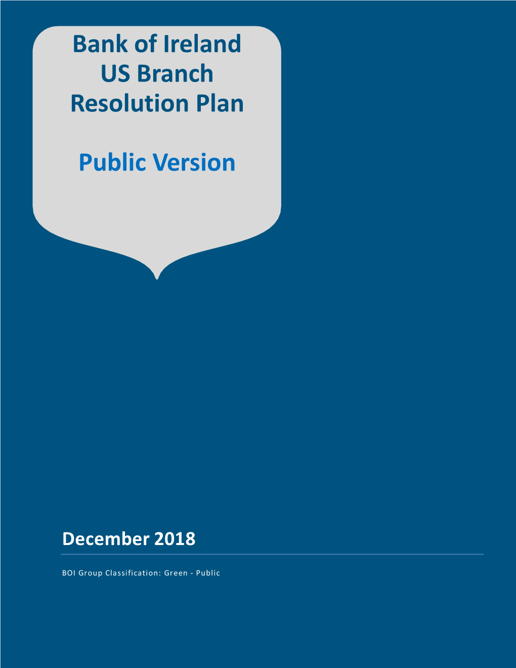 Bank of Ireland US Branch Resolution Plan