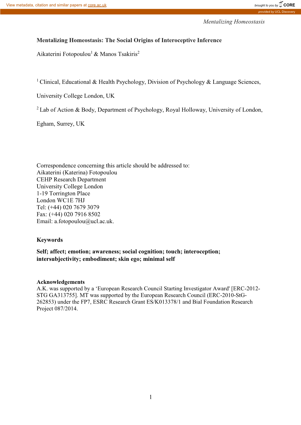 Mentalising Homeostasis: the Social Origins of Interoceptive Inference