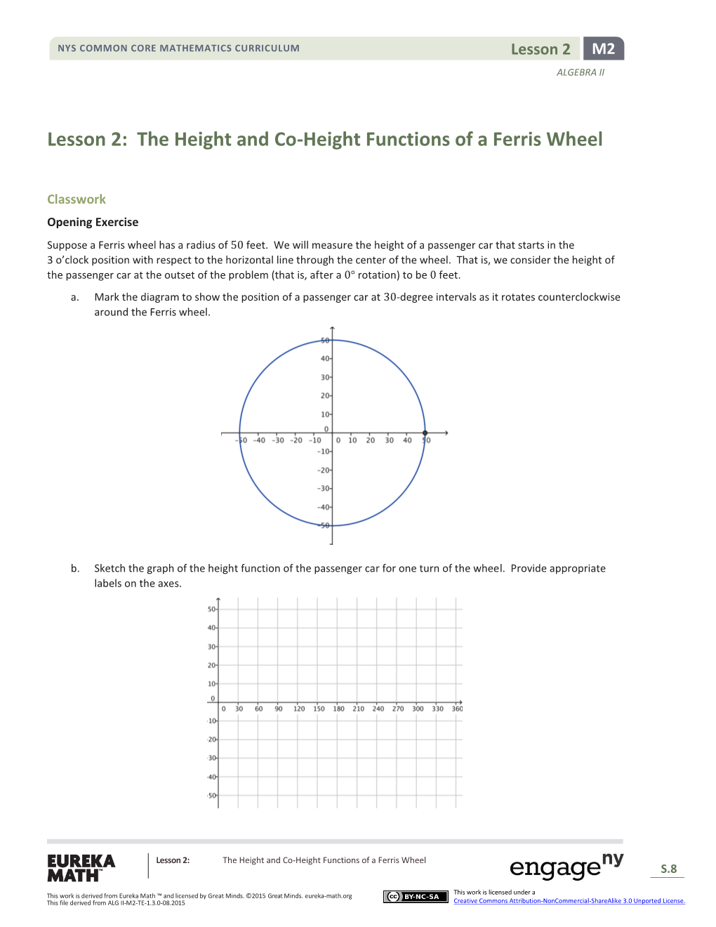 Lesson 2: the Height and Co-Height Functions of a Ferris Wheel